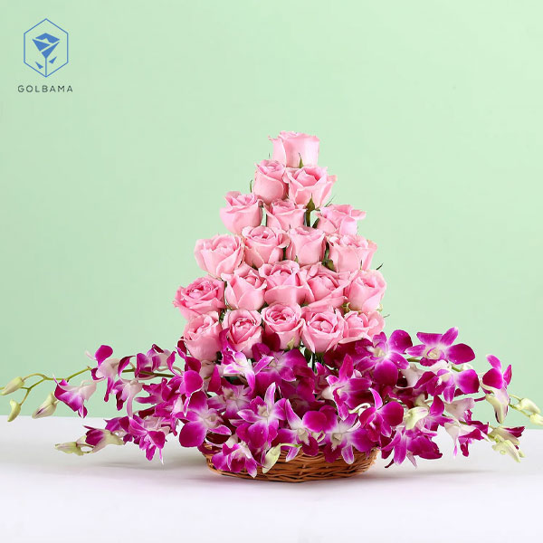 با گل ارکیده سبد گل تولد همسر 