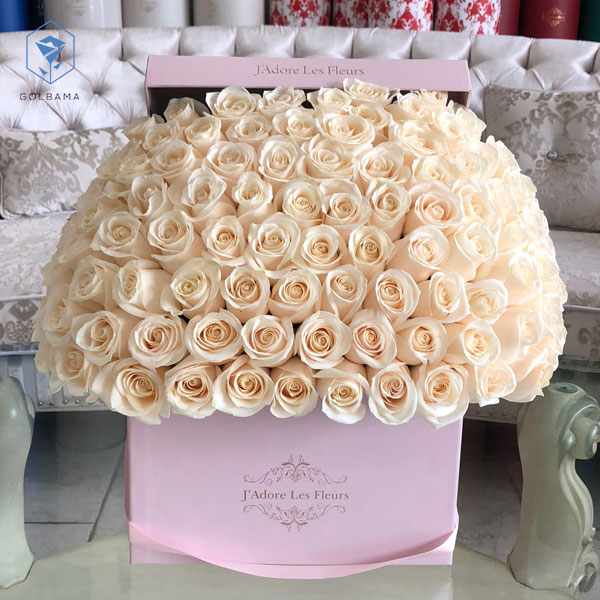 باکس گل رز سفید