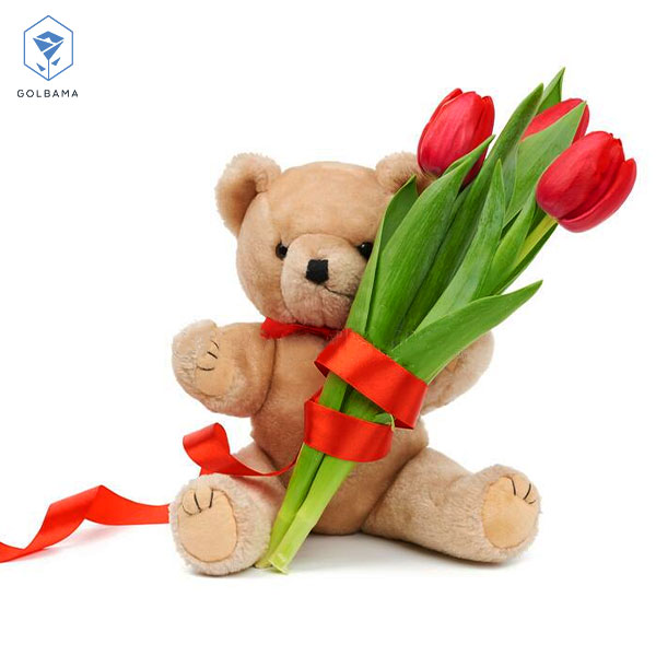 باکس گل عروسک لاکچری با گل لاله