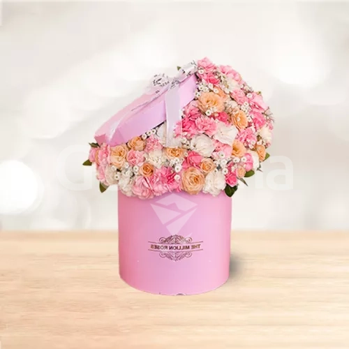 باکس گل استوانه رز میخک