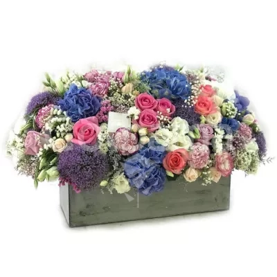 باکس گل ترکیبی لیسینتوس و رز صورتی