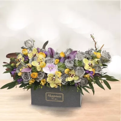 باکس گل رنگی ارکیده رز