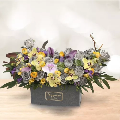 باکس گل رنگی ارکیده رز