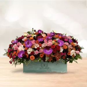 باکس گل مستطیلی بزرگ رز مینیاتور ارکیده بنفش