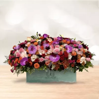 باکس گل مستطیلی بزرگ رز مینیاتور ارکیده بنفش