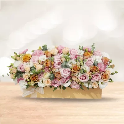 باکس گل مستطیلی رز لیسینتوس