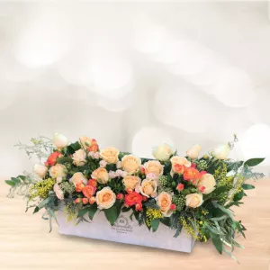 باکس گل مستطیلی رز نباتی صورتی