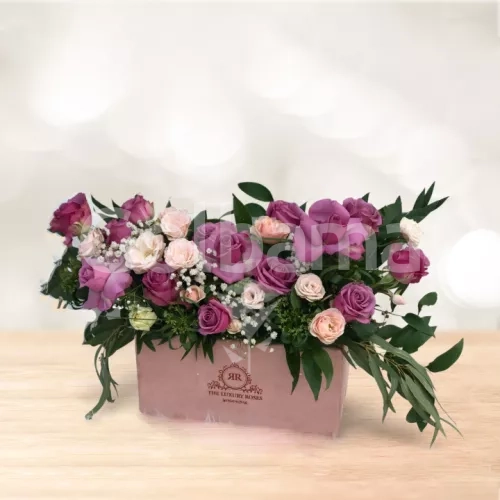 باکس گل مستطیلی متوسط رز یاسی