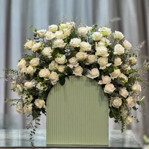 باکس گل چوبی بزرگ رز سفید