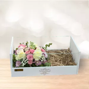 باکس گل چوبی شیشه ای رز