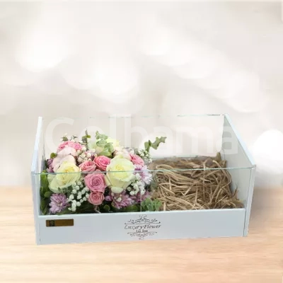 باکس گل چوبی شیشه ای رز