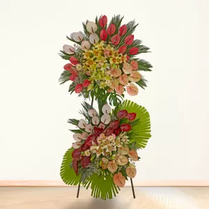 تاج گل تبریک دو طبقه فلزی اوریانتال آنتریوم