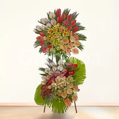 تاج گل تبریک دو طبقه فلزی اوریانتال آنتریوم