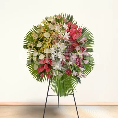 تاج گل تبریک یک طبقه فلزی