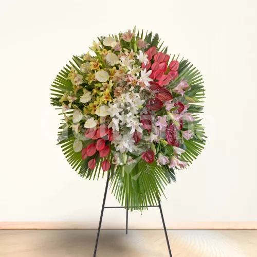 تاج گل تبریک یک طبقه فلزی