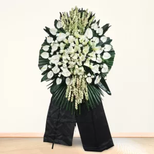 تاج گل تسلیت یک طبقه مریم آنتریوم سفید