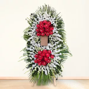 تاج گل دوطبقه گلایل آنتوریوم قرمز