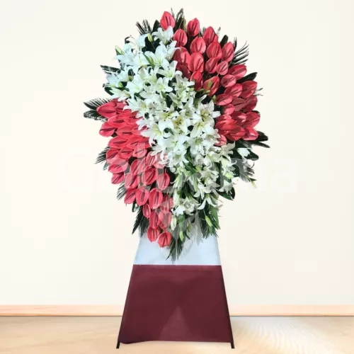 تاج گل پایه فلزی آنتریوم قرمز اوریانتال