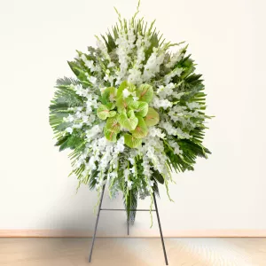 تاج گل یک طبقه گلایل آنتوریوم سبز