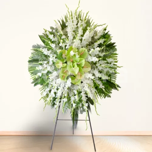 تاج گل یک طبقه گلایل آنتوریوم سبز