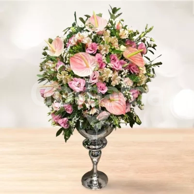 جام گل آلستر لیسیانتوس سفید صورتی و آنتریوم