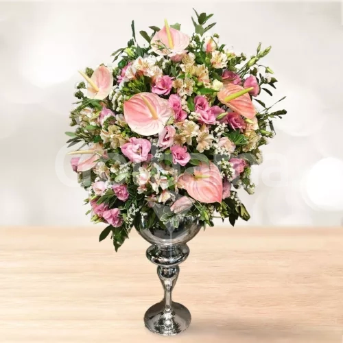 جام گل آلستر لیسیانتوس سفید صورتی و آنتریوم