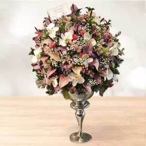 جام گل آنتریوم آلسترمریا صورتی و ارکیده