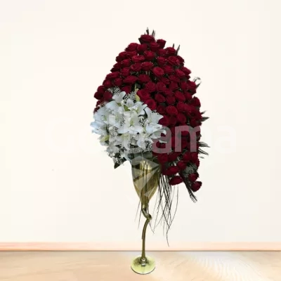 جام گل هدیه لاکچری رز هلندی و اورینتال