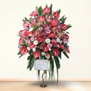 جام گل بلند آنتوریوم قرمز لیلیوم