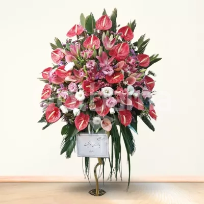 جام گل بلند آنتوریوم قرمز لیلیوم