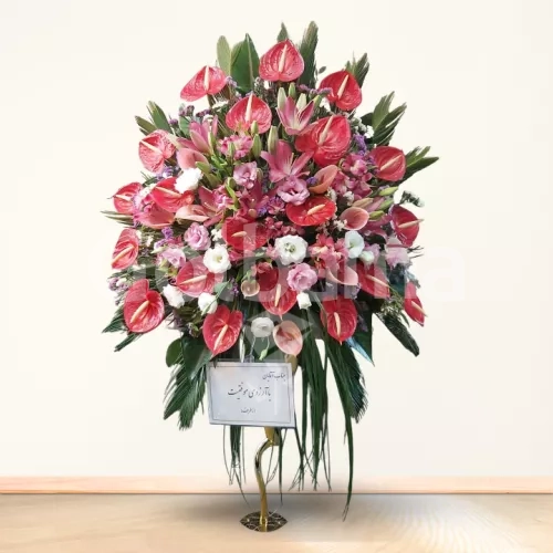 جام گل بلند آنتوریوم قرمز لیلیوم