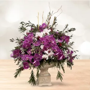 جام گل کوتاه ارکیده بنفش سفید