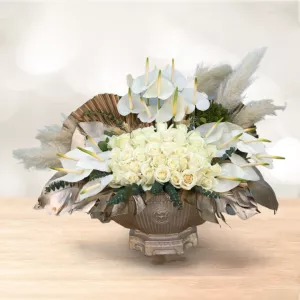 جام گل کوتاه رز آنتریوم سفید نباتی