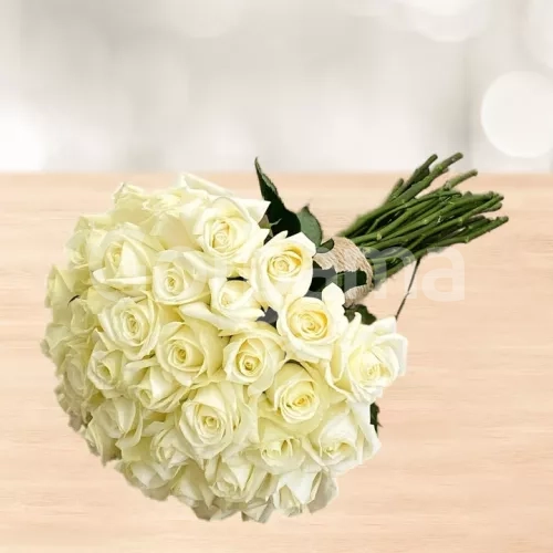 دسته گل 40 شاخه رز سفید
