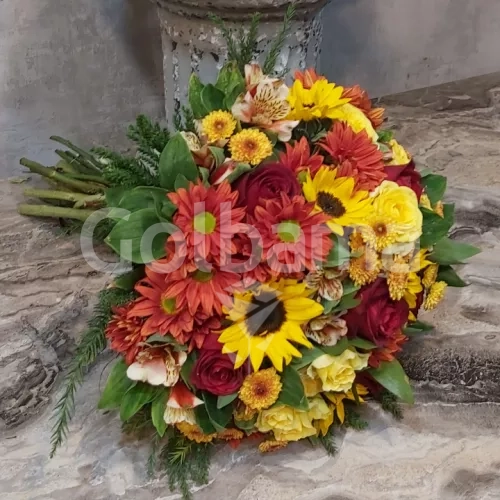 دسته گل آفتابگردان داوودی رز