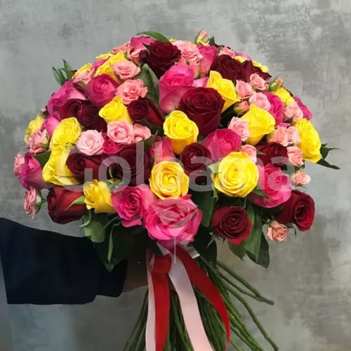 دسته گل بزرگ رز های رنگی