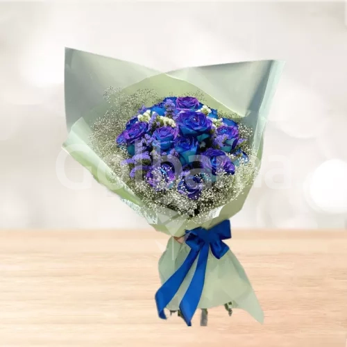 دسته گل رز آبی 20 شاخه
