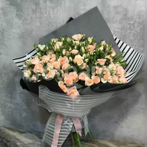 دسته گل رز مینیاتوری صورتی بزرگ