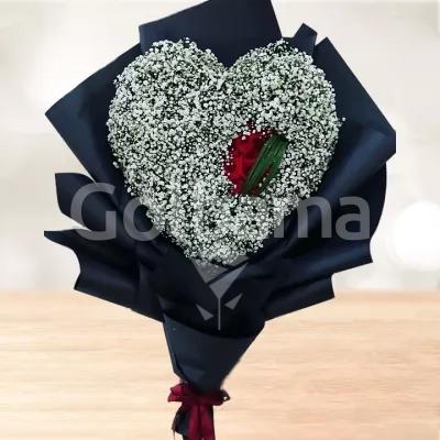 دسته گل قلبی شکل ژیپسوفیلا