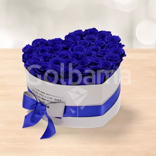 باکس گل رز آبی طرح قلب