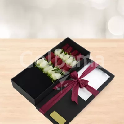 باکس گل رز هلندی دو رنگ طرح کتابی