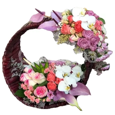 سبد گل بله برون رز ارکیده