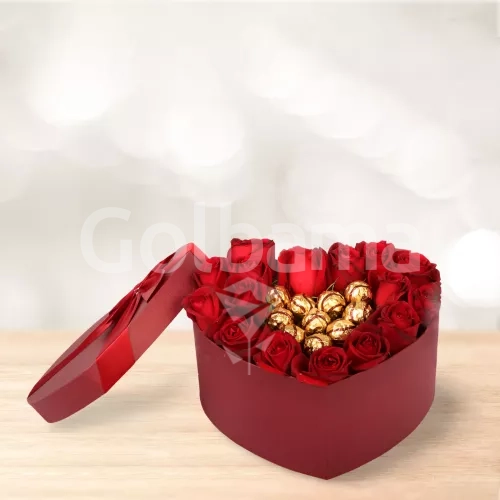 باکس گل قلبی شکل قرمز