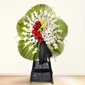 تاج گل تسلیت یک طبقه جربرا آنتریوم