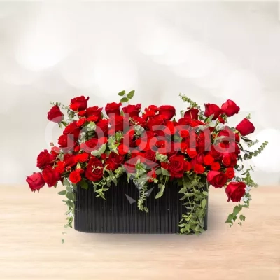 باکس گل رز و رز مینیاتوری قرمز