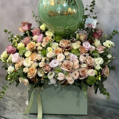 باکس گل رز گلبهی زرد