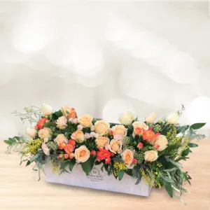 باکس گل مستطیلی رز نباتی صورتی