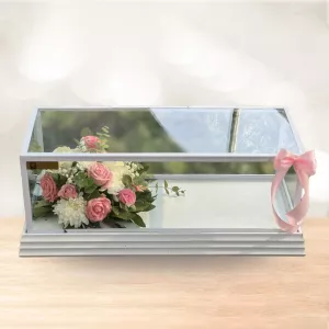 باکس گل هدیه شیشه ای رز صورتی