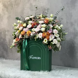 باکس گل چوبی سبز رز مینیاتوری