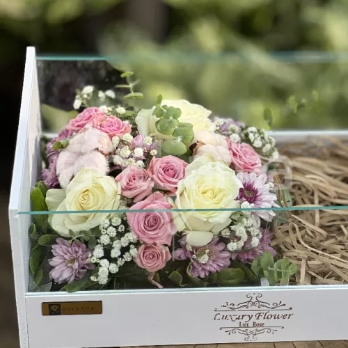 باکس گل چوبی شیشه ای رز